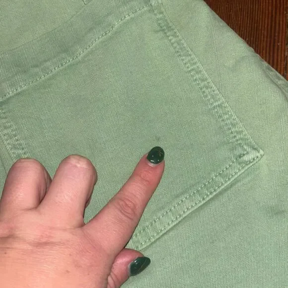 Zara Green Wide Leg High-Waist Jeans Size 2 Statement Denim - Picture 5 of 5